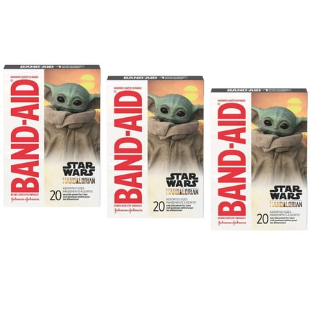 Band-Aid Brand Bandages for Kids, Star Wars The Mandalorian, 20 ct (Pack of 3)