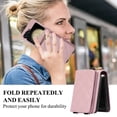 thumbnail image 4 of ELEHOLD for Samsung Galaxy Z Flip 6 Case, Luxury PU Leather Ring Kickstand Card Slot Mirror Make Up Zipper Purse Shockproof Cover with Wrist/Shoulder Strap for Samsung Galaxy Z Flip 6,Purple, 4 of 7