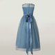 thumbnail image 4 of Vestido sin mangas con cuello redondo para niña, elegante, de malla con purpurina, con lazo irregular y degradado de colores, falda de poliéster., 4 of 4