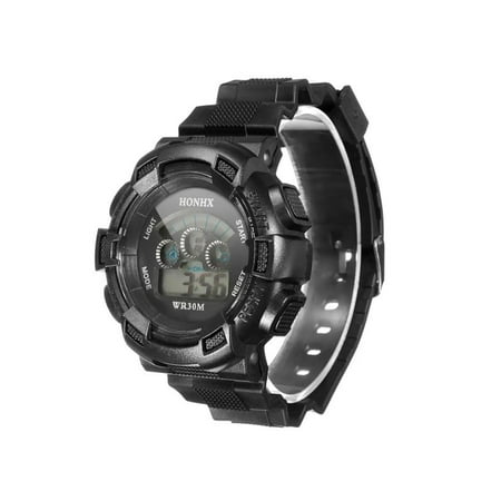 Alarm Watch Stopwatch (2 Pack Unisex LED Digital Waterproof Date Alarm Stopwatch Rubber Sports Army Wrist Dial Watch Gifts For Man Boy male Hours, Date,)