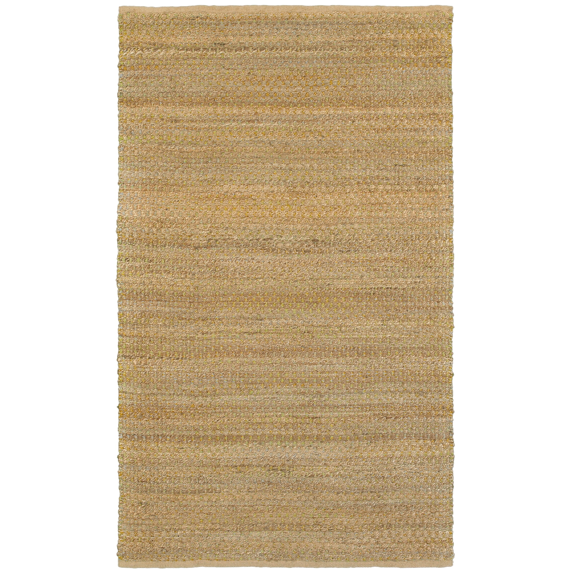 Laddha Home Designs 5' x 7.75' Handwoven Striped Area Throw Rug - Tan and Green