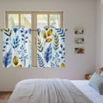 thumbnail image 3 of Blue Yellow Leaves Kitchen Curtain for Berdoom Living Room Cafe 45 Inch Length, Spring Botanical Leaf Farmhouse Watercolor Tiers Curtains Light Filtering Drapes Window Treatment 2 Panels 52"Wx45"L, 3 of 8