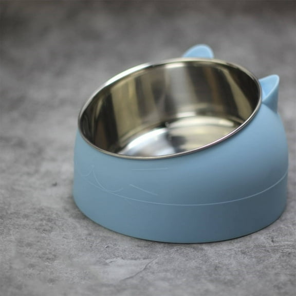 BESTSKY Cat Bowls,Ergonomic Elevated Design Cat Food Bowl,Anti-Slip Rubber Base Cat Dishes,Blue