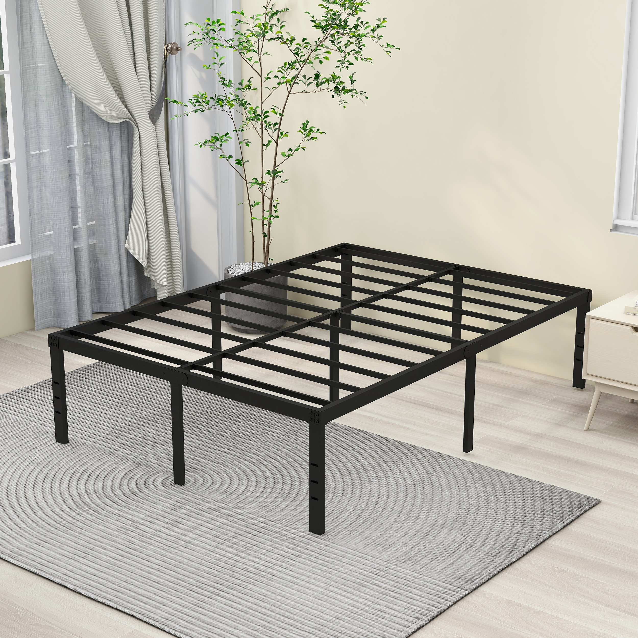 NNV 18" 3500 lbs Heavy Duty Full Bed Frame, Duty Steel Slat Metal Bed