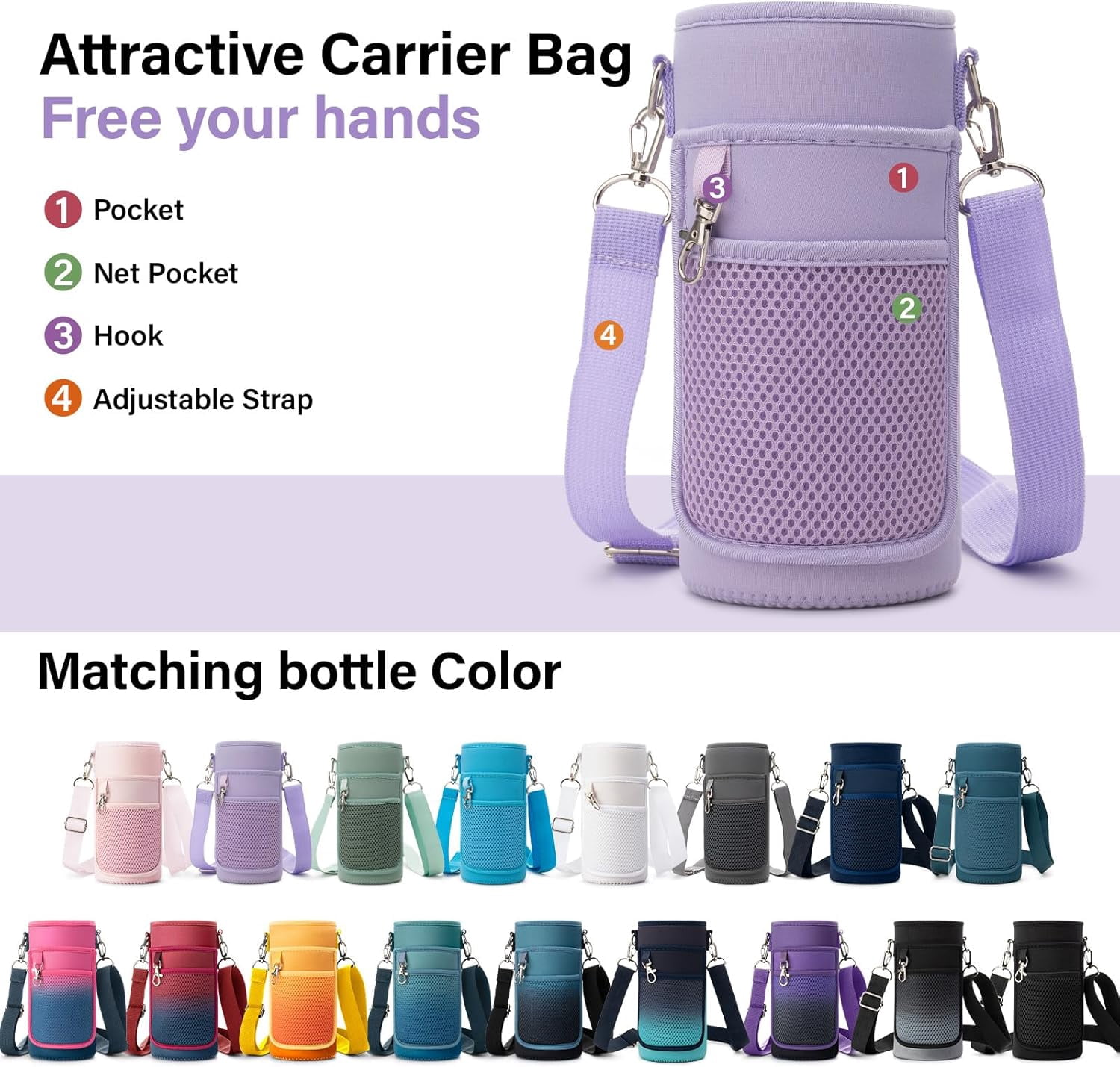 Water Bottle | Thickened Stainless Steel Vacuum Metal | Portable Sports Water Jug for Gym and Hiking with Straw, Carrier Bag, Handle Strap | BPA-Free 32 oz, Black