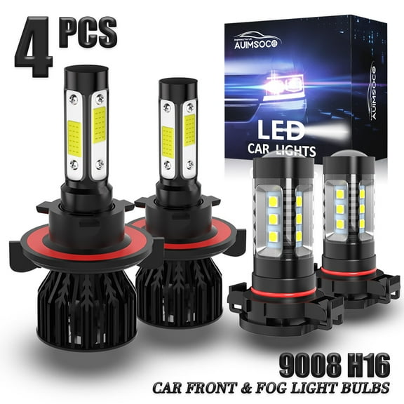 For Dodge Dakota 2010 9008 4pcs LED Headlight Hi/Lo   Fog Light Bulbs Combo Kit High Power Lamps Super Bright