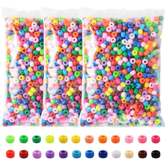 Juego de cuentas de poni Simetufy para manualidades, 3600 unidades, 6 x 9 mm, 24 colores