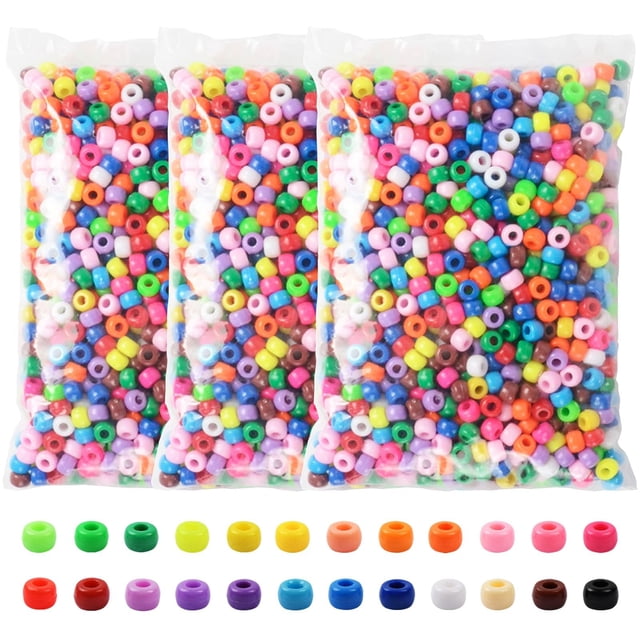 Juego de cuentas de poni Simetufy para manualidades, 3600 unidades, 6 x 9 mm, 24 colores