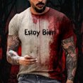 thumbnail image 2 of Halloween T Shirt Men's Casual Round Neck Blood Splatter Pattern Tops Horror Bloody Printed Short Sleeve Tops, 2 of 5