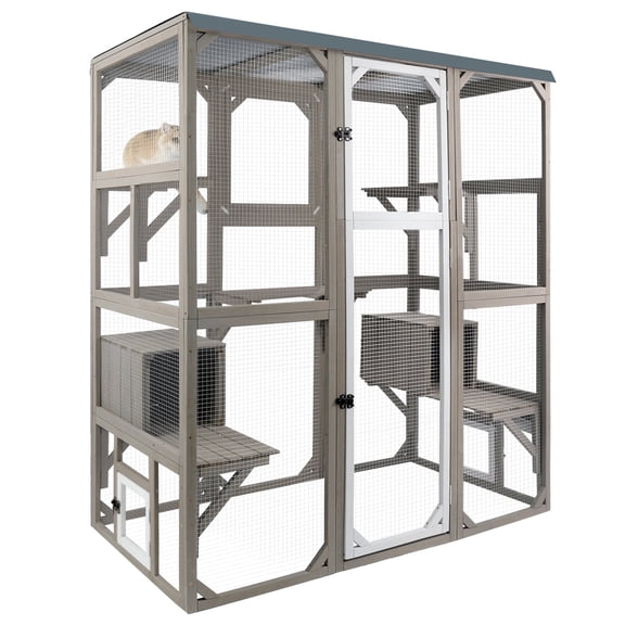Miumaeov 44.1*22*42.5in Wooden Large Cat Villa Rectangular Cat House ...