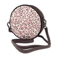 thumbnail image 2 of Leather Shoulder Round Bag 7.1×2.36in Fashion Casual Crossbody Bag Shoulder Bag For Work Travel Business Shopping Date Leopard Skin Print Style Pink_4, 2 of 5