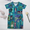 thumbnail image 5 of Haunted Mansion Plus Size Summer Dress Women Casual Printed V Neck Short Sleeve Hawaii Boho Beach T Shirt Dress, 5 of 8