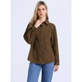 thumbnail image 4 of DARING DIVA Corduroy Shirts Oversized Button Down Jackets XS Brown, 4 of 6