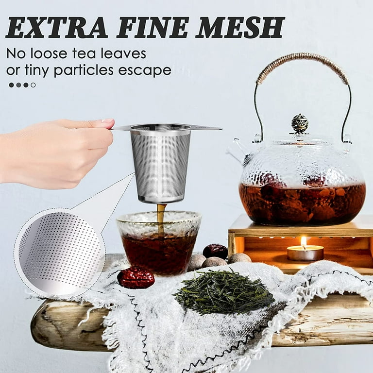 House Again Tea Infuser, Extra Fine Mesh Tea Strainers for Loose Tea, 18/8  Stainless Steel Tea Strainer with Extended Chain Hook, Tea Steeper for Brew