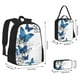 thumbnail image 2 of Easygdp Blue Flying Butterflies Mochila para Niños y Niñas con Set de Caja de Almuerzo y Estuche para Lápices 3 en 1, Mochila Escolar Estampada para Adolescentes, 2 of 7