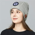 thumbnail image 2 of Men Women Bluetooth Beanie, Bluetooth 5.0 Wireless Winter Warm Knit Hats Cap, Mic and HD Speakers, Gifts for Outdoors Family Thanksgiving Christmas , Unisex Christmas Gift  (Gray White), 2 of 2