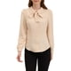 thumbnail image 1 of CAMISA DE MUJER CON BOTONES INSPIRADA EN CHIC, CON COLLAR PETER PAN Y NUDO EN EL CUELLO, BLUSA DE COLOR SÓLIDO M BEIGE, 1 of 6