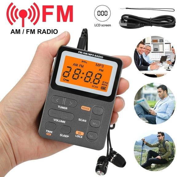 Compact AM/FM Pocket Radio with Rechargeable Battery | Portable Digital Tuning Stereo | Earphone Included for Walking, Jogging, Camping & Emergency Use