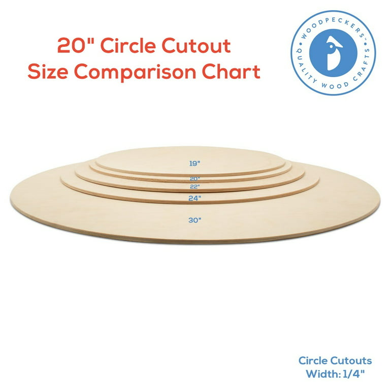 Wood Circles 20 inch, 1/4 Inch Thick, Birch Plywood Discs, Pack of
