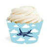 Blue Airplane Clouds Birthday Party Collection, Cupcake Wrappers, 24-Pack