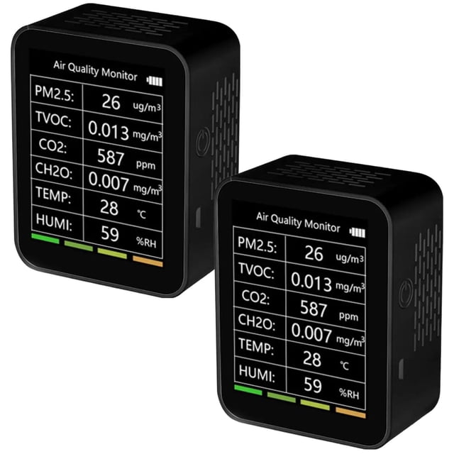Detector de Temperatura WiFi SmartClimBlack 2Pzas LCD Negro Temp 0°C a 60°C Humedad 0 a 99%RH Bluetooth Wi-Fi 1 Batería