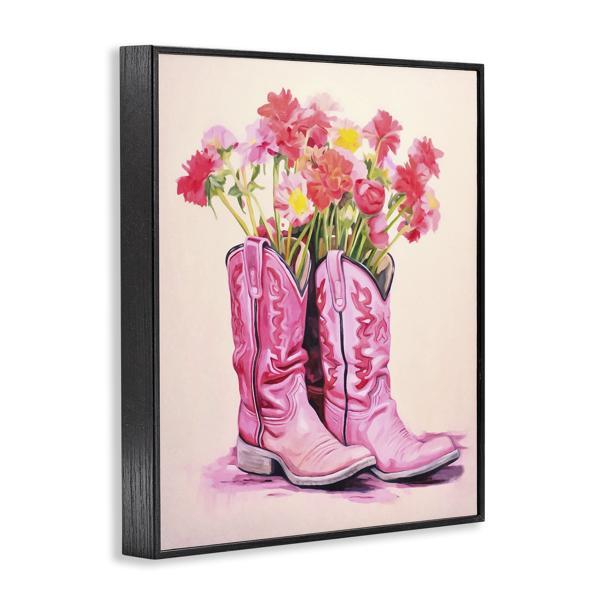 Stupell Industries Pastel Western Whimsy Botanical & Floral Painting Black Framed Art Print Wall Art, 16 x 20