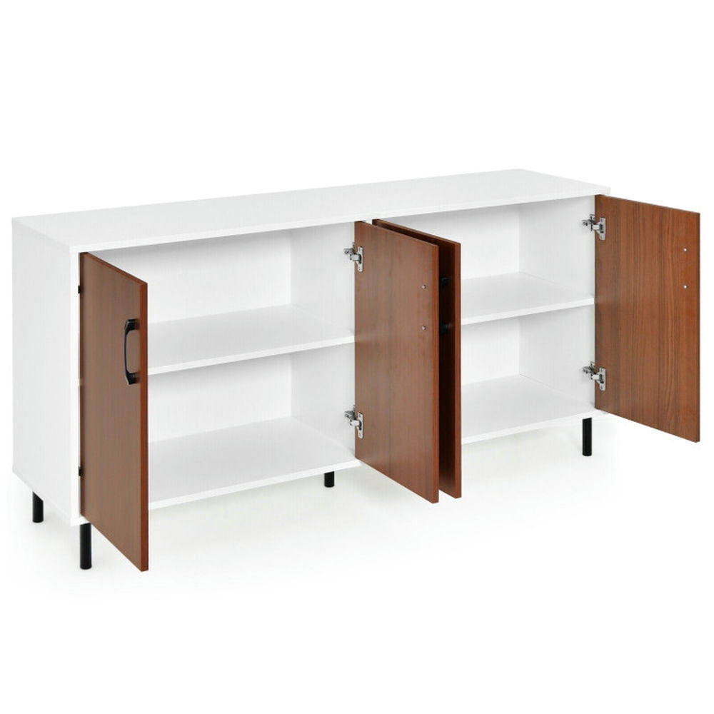 Finihen Kitchen Storage Cabinet, Buffet Sideboard, 4-Door Kitchen Buffet Sideboard for Dining Room and Kitchen, for Dining Room, Kitchen, Living Room, White Finihen Kitchen Storage Cabinet, Buffet Sideboard, 4-Door Kitchen Buffet Sideboard for Dining Room and Kitchen, for Dining Room, Kitchen, Living Room, White