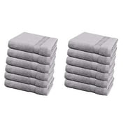 Solid Gray 12 Piece 100% Cotton Washcloth Towel
