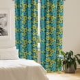thumbnail image 2 of Ambesonne Floral Window Curtains, Exotic Flowers Illustraiton, Each 28" W x 63" L, Dark Mauve Yellow Green, 2 of 4