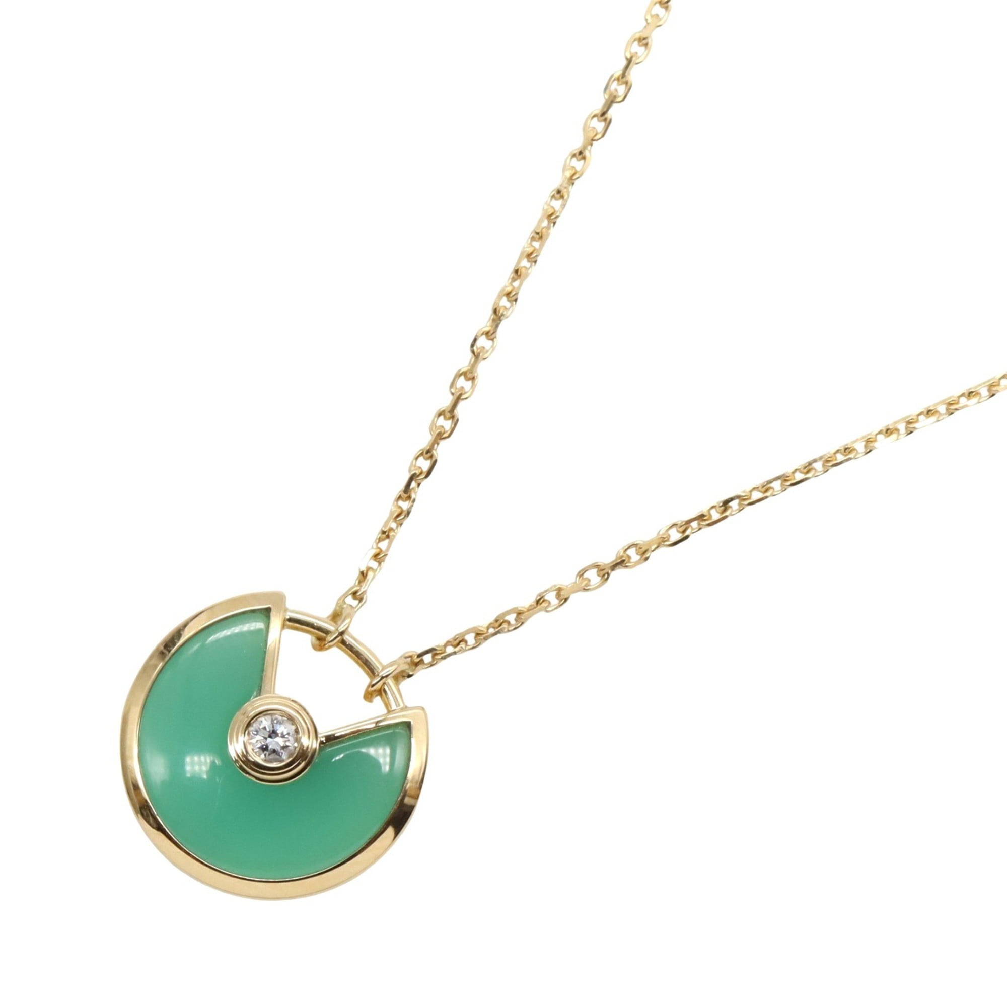 Pre-Owned Cartier Amulet de Chrysoprase Necklace, 18K Yellow Gold with Diamonds,... (Good)