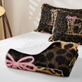 thumbnail image 4 of Manfei Leopard Print Personalized Initial E Twin Quilt Set for Teens,Pink Ribbon Bow Twin Coverlet Set for Girls, 4 of 7