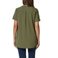 thumbnail image 3 of INSPIRE CHIC Women's Summer Casual V Neck Short Sleeve Curved Hem Tunic Tops XS Army Green, 3 of 6