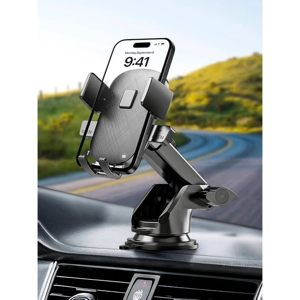 Soporte ajustable para teléfono móvil en el coche: fácil instalación en el salpicadero y el parabrisas. Accesorio universal para teléfonos móviles