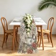 thumbnail image 4 of Tea Time 4.5ft Cheesecloth Table Runner for Wedding 19"x55", Vintage Roses Coffee Cup Romantic French Country Script Kitchen Dinner Sheer Tulle Chiffon Dresser Scarf, Holiday Party Decorations, 4 of 9