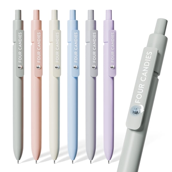 Four Candies Gel Pens, 6 Pcs 0.5mm Quick Dry Black Ink Pens Fine Point Smooth Writing, High-End Series Unique Pens, Pretty Cute Pens, Gifts (Morandi)