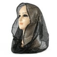 thumbnail image 3 of ManxiVoo Crinkled Sequin Long Scarf Versatile Head Wrap And Shawl With Silver Threads For Ladies Daily Accessory Or Evening Wear Black, 3 of 4