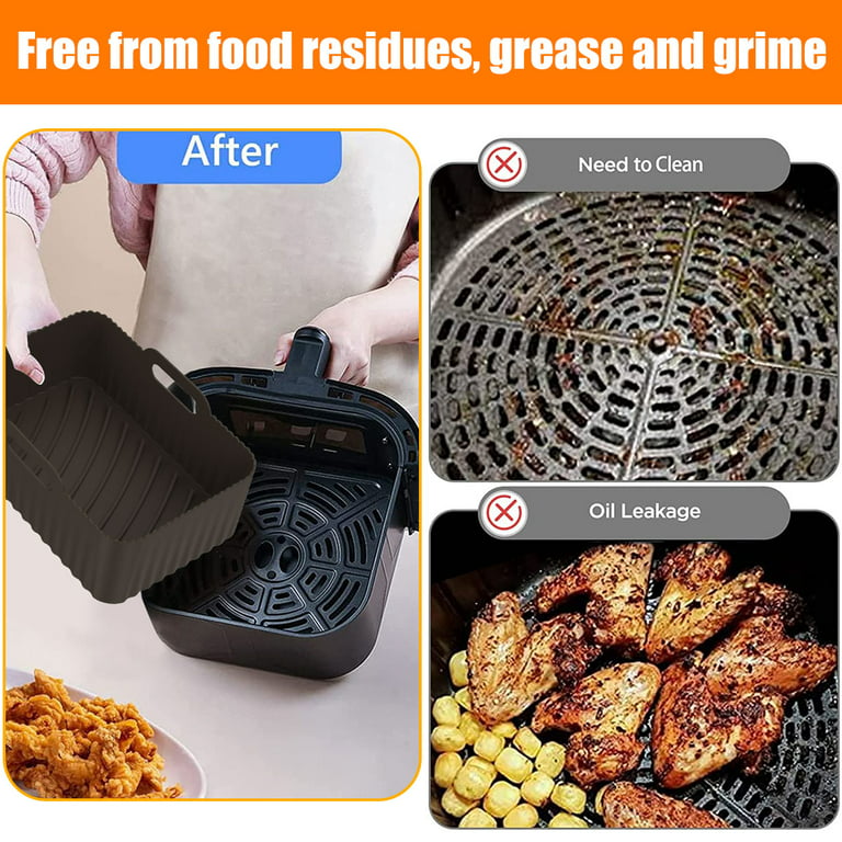 Air Fryer Silicone Pot for Ninja Foodi Dual DZ201, Reusable Silicone Air  Fryer Liner, Rectangle Air Fryer Basket for Ninja 8 QT Air Fryer Basket,Air  Fryer Accessories（2 PCS） 