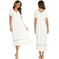 thumbnail image 7 of Women's Vintage Victorian Nightgown Short Sleeve Sheer Flare Hem Sleepwear,Off Shoulder Pajamas Dress Super Soft Nightwear Full Slip A-line Loose Lounge Dress,Summer Nightwear,S-XXL White, 7 of 7
