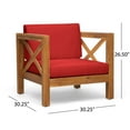 thumbnail image 2 of Christopher Knight Home Brava Outdoor 8-seat Acacia Sofa and Club Chair Set by  Red, 2 of 5