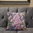 thumbnail image 5 of Amrita Sen Tulip Bouquet Throw Pillow in Pink Green Yellow Blue 18x18, 5 of 5