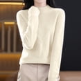 thumbnail image 5 of NMMUED Mock Neck Sweater Tops for Women Womens Long Sleeve Tops Mock Neck Tops for Women Tunic Sweaters for Women Pull Over Sweaters Womens Basic Sweaters for Women Beige L, 5 of 5