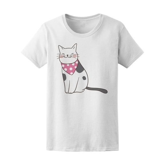 Cute Cat With Bandana Necktie T-Shirt Women -Image by Shutterstock, Female Small