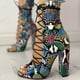 thumbnail image 3 of Mujeres Sandalias Botas Impresas De Piel De Serpiente, Correas Cruzadas Con Cordones, Zapatos De Leggings De Punta Abierta, Zapatos De Tacón Grueso Para Mujeres, 3 of 4