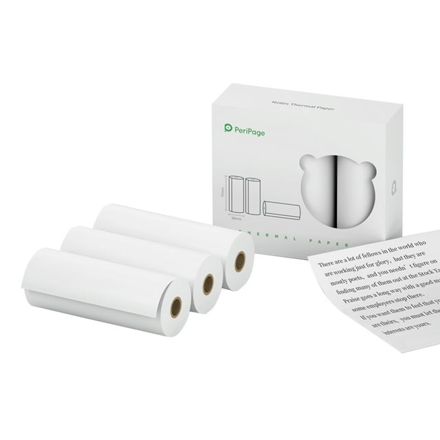 PeriPage 77 x 30mm Notes Rouleau de Papier Thermique Sans Bpa Papier de Réception Non Adhésif Imperméable à l'Huile Anti-Friction pour A9/A9S/A9 Pro/A9 Max/A9S Max Mini Imprimante Mobile de Poche, 3 Ro