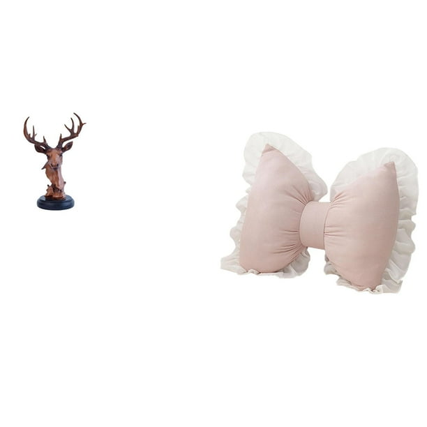 Figura de cabeza de ciervo,Adorno de cabeza de ciervo,estatua de animal decorativa,Cojín con lazo bonito,Almohada con forma de lazo,bonito cojín decorativo con lazo,Funda de almohada con lazo