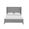 thumbnail image 3 of Posh Living Kam Upholstered Velvet & Wood Queen Platform Bed in Light Gray, 3 of 8
