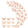 thumbnail image 2 of Juego de 36 pegatinas de pared de mariposas con diseño hueco 3D, murales removibles para la sala de estar Dorado rosa, 2 of 8