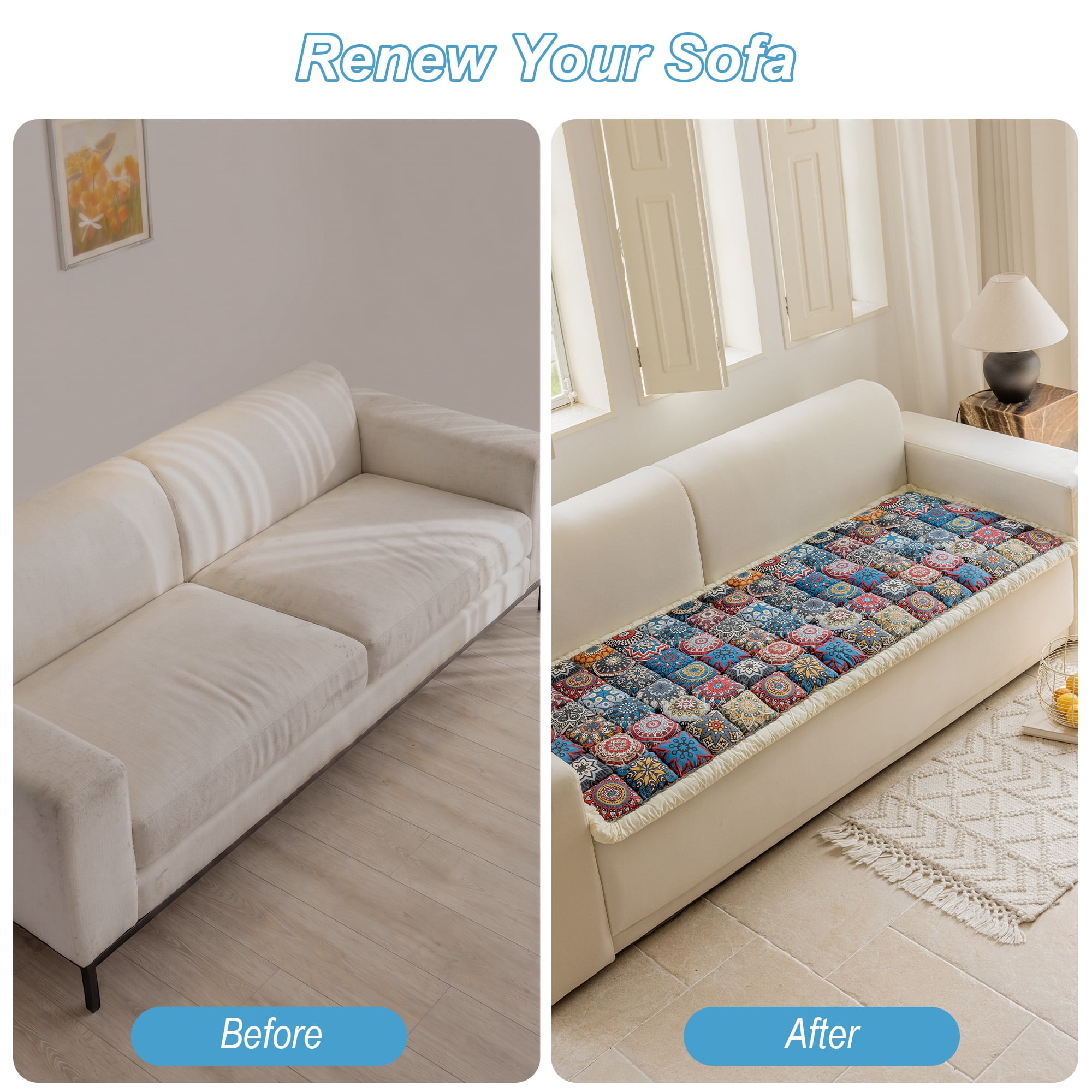 Sanmadrola Couch Cover Sofa Cover Slipcover Furniture Protector Washable Fuzzy Pet Couch Covers for Dog Cat Pet Non Slip 3 Cushion Couch Sofa Covers Bohemian Style
