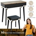 thumbnail image 6 of JanflyHome Vanity Desk with Mirror LED Light, Flip Top Wood Makeup Vanity Table with Stool, Dessing Table Office Desk with Charging Port, Vintage Brown, 6 of 11