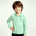 thumbnail image 4 of Bigetiay Boys Long Sleeve Shirts Casual Striped Polo Shirt Button Closure Fashion Comfortable Soft Top for Kids 11-12 Years, 4 of 4